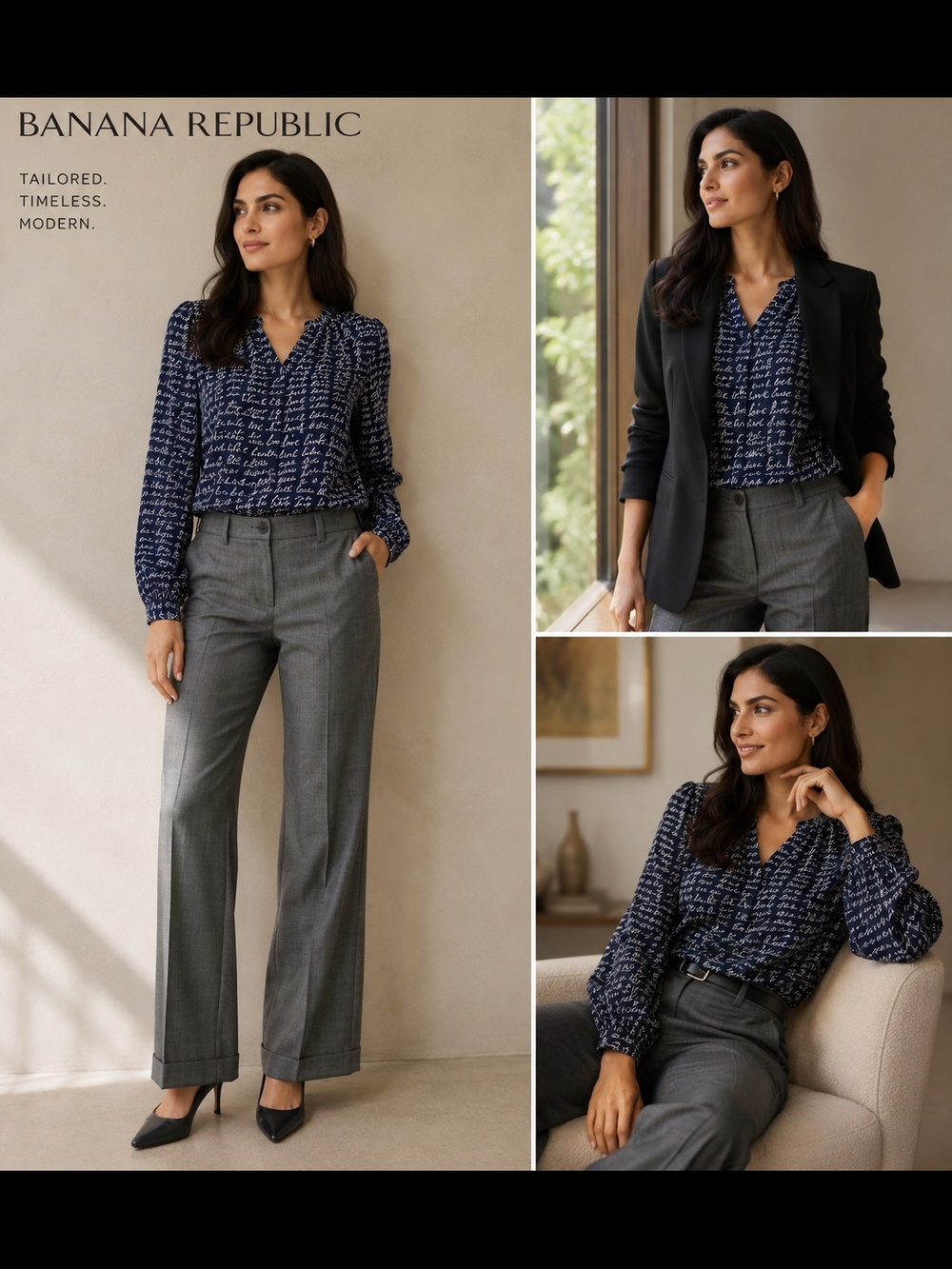 Banana Republic Classic Gray Wool-Blend Dress Pants